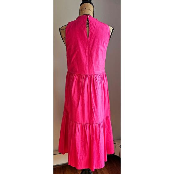 J. Crew Sleeveless Tiered Dress Ruffled Shirred Pockets, Pink, Feminine, Sz 6 - Picture 9 of 9